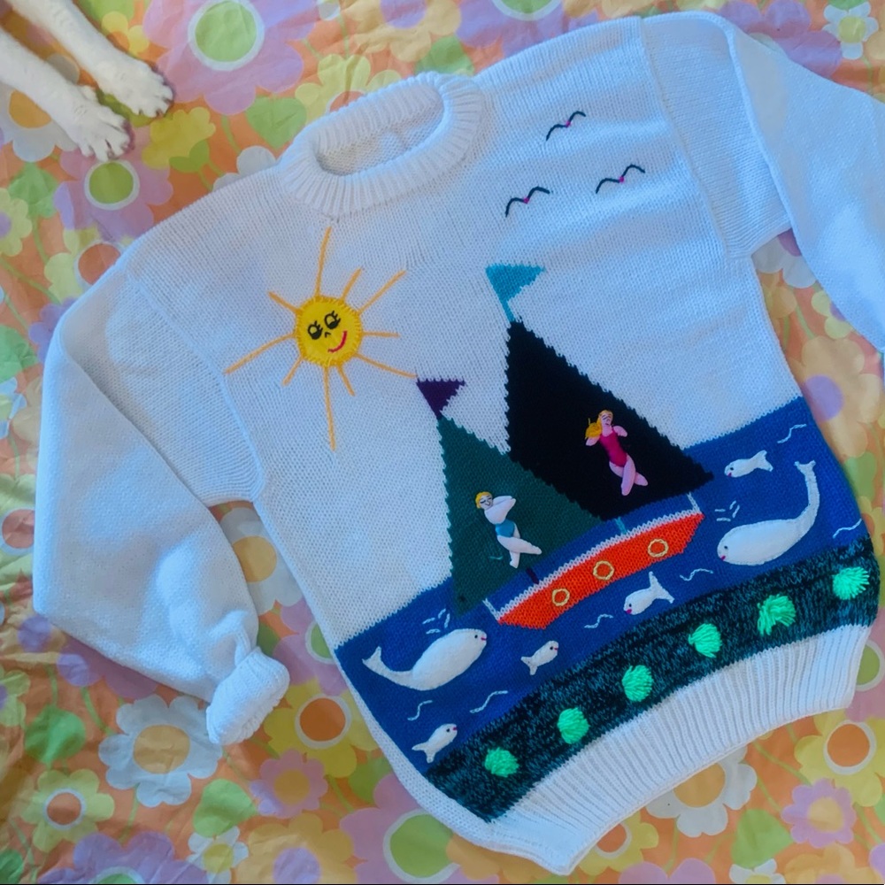 VTG 1980s White Peruvian Sweater